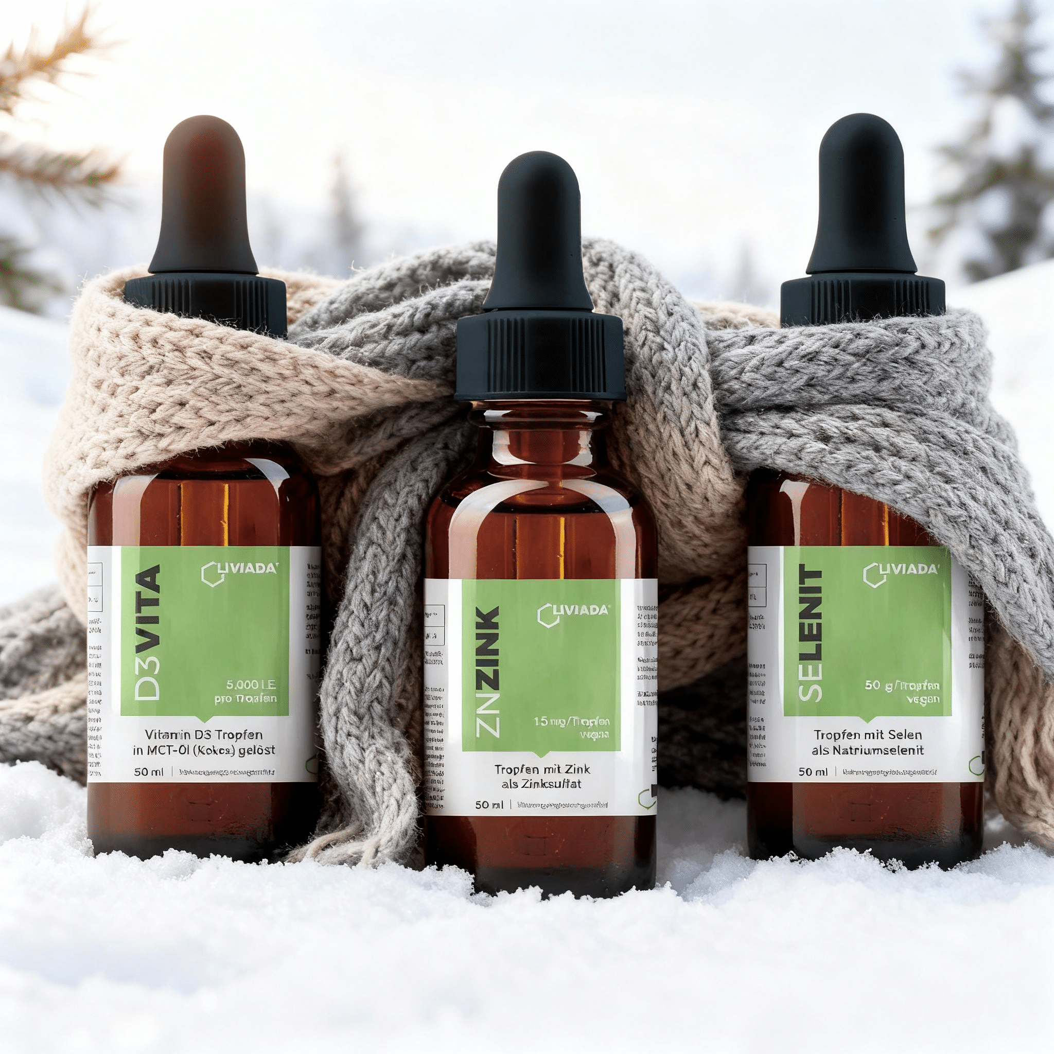 LIVIADA WinterFit Immun-Paket - Vitamin D3-, Zink- und Selen-Tropfen